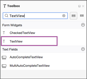 TextView in the Toolbox