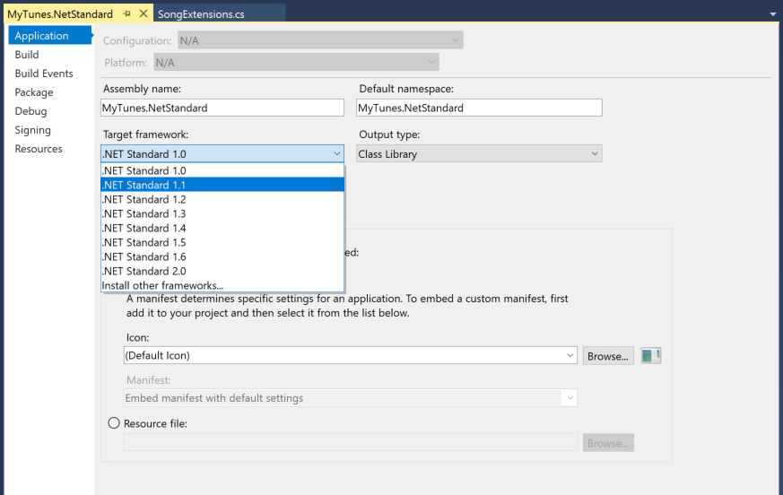 Incrementing .NET Standard target version to 1.1.