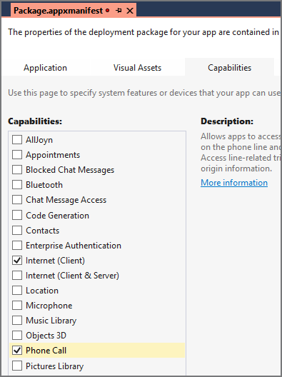 UWP permissions