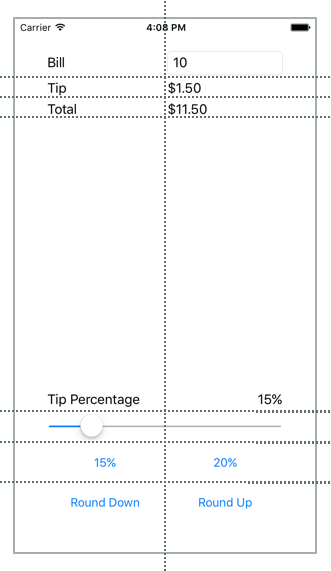 Sample completed application screenshot with guidelines showing the grid cells