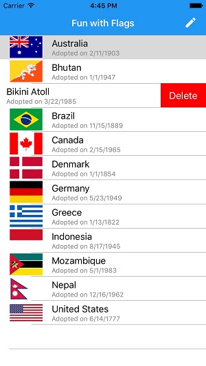 Swipe to Delete Action