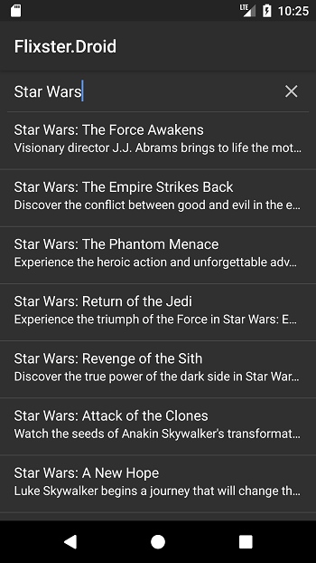 Completed exercise Screenshot of the completed exercise running on Android.